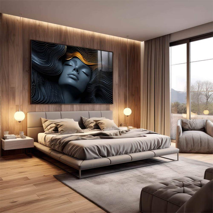 Quadro Decorativo Surrealismo da Mulher - quadros decorativos para sala 1 Tela, 1 Tela Horizontal - em quarto contemporaneo