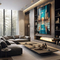 Quadro Decorativo Portais Cósmicos - quadros decorativos 1 Tela Vertical, 3 Telas - em escritorio elegante