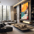 Quadro Decorativo Horizonte Tropical Minimalista e Sofisticado - quadros decorativos 1 Tela Vertical, 3 Telas - em escritorio elegante