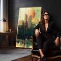 Quadro Decorativo Cidade Abstrata - quadros decorativos para sala 1 Tela Vertical, 3 Telas - em living room premium