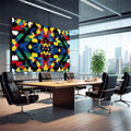 Quadro Decorativo Abstrato em Formas - quadros decorativos 1 Tela, 1 Tela Horizontal - em sala moderna