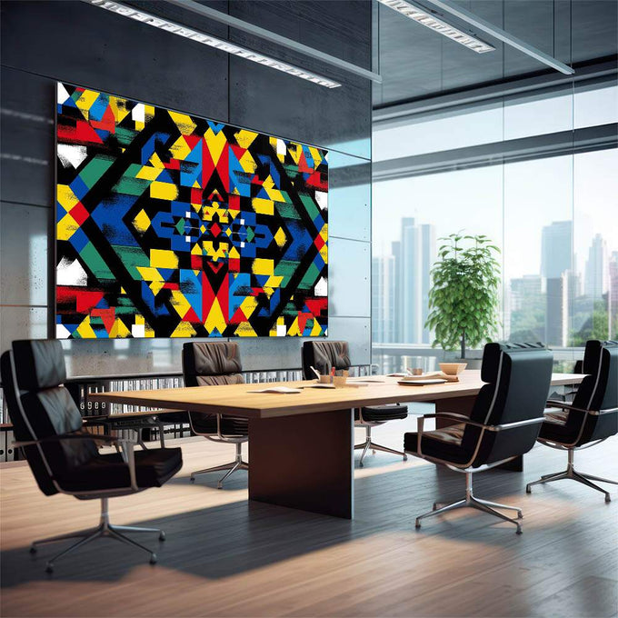 Quadro Decorativo Abstrato em Formas - quadros decorativos 1 Tela, 1 Tela Horizontal - em sala moderna