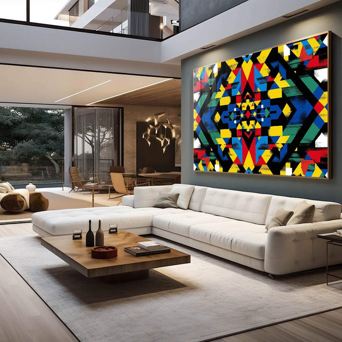 Quadro Decorativo Abstrato em Formas - quadros decorativos 1 Tela, 1 Tela Horizontal - em escritorio elegante