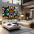Quadro Decorativo Abstrato em Formas - quadros decorativos para sala 1 Tela, 1 Tela Horizontal - em living room premium