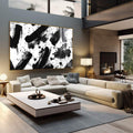 Quadro Decorativo Pinceladas em preto e branco - quadros decorativos para sala 1 Tela, 1 Tela Horizontal - em living room premium