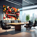 Quadro Decorativo Abstrato em Cores Quentes - quadros decorativos 1 Tela, 1 Tela Horizontal - em sala moderna
