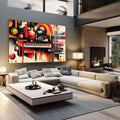 Quadro Decorativo Abstrato em Cores Quentes - quadros decorativos para sala 1 Tela, 1 Tela Horizontal - em living room premium