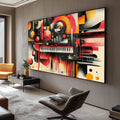 Quadro Decorativo Abstrato em Cores Quentes - quadros decorativos para sala 1 Tela, 1 Tela Horizontal - em ambiente decorado