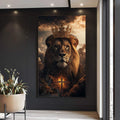 Quadro Decorativo Majestade do Leão - quadros decorativos para sala 1 Tela Vertical, 3 Telas - em ambiente decorado