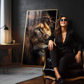 Quadro Decorativo Poderoso Leão da Fé - quadros decorativos para sala 1 Tela Vertical, 3 Telas - em quarto contemporaneo