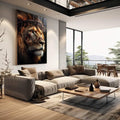 Quadro Decorativo Poderoso Leão da Fé - quadros decorativos para sala 1 Tela Vertical, 3 Telas - em living room premium