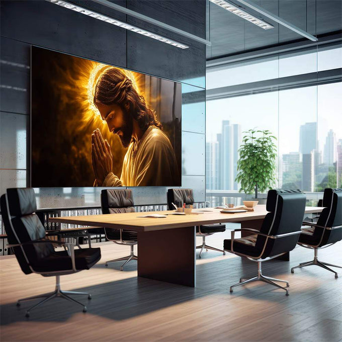 Quadro Decorativo A graça de Jesus Cristo - quadros decorativos 1 Tela, 1 Tela Horizontal - em sala moderna