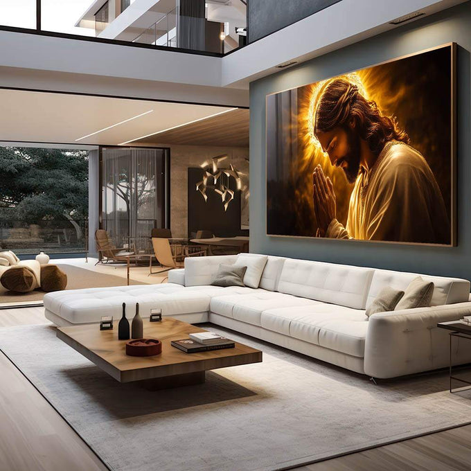 Quadro Decorativo A graça de Jesus Cristo - quadros decorativos 1 Tela, 1 Tela Horizontal - em escritorio elegante