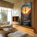 Quadro Decorativo O caminho para Cristo - quadros decorativos para sala 1 Tela Vertical, 3 Telas - em ambiente decorado