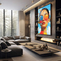 Quadro Decorativo Abstrato Mulher sobre Nuvens - quadros decorativos para sala 1 Tela Vertical, 3 Telas - em quarto contemporaneo