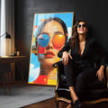 Quadro Decorativo Abstrato Mulher sobre Nuvens - quadros decorativos 1 Tela Vertical, 3 Telas - em escritorio elegante