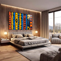 Quadro Decorativo Arte Abstrata Geométrica Energia das Cores - quadros decorativos para sala 1 Tela, 1 Tela Horizontal - em quarto contemporaneo