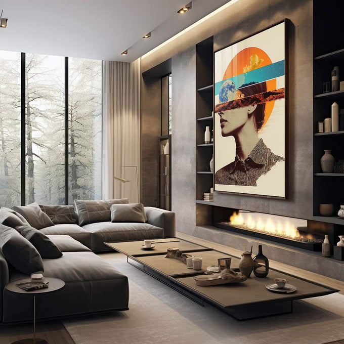 Quadro Decorativo Entre Mundos e Silêncios - quadros decorativos para sala 1 Tela Vertical, 3 Telas - em quarto contemporaneo