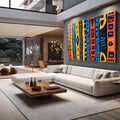 Quadro Decorativo Arte Abstrata Geométrica Energia das Cores - quadros decorativos 1 Tela, 1 Tela Horizontal - em escritorio elegante