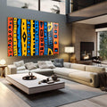 Quadro Decorativo Arte Abstrata Geométrica Energia das Cores - quadros decorativos para sala 1 Tela, 1 Tela Horizontal - em living room premium
