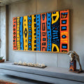 Quadro Decorativo Arte Abstrata Geométrica Energia das Cores - quadros decorativos para sala 1 Tela, 1 Tela Horizontal - em ambiente decorado