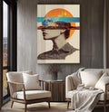 Quadro Decorativo Entre Mundos e Silêncios - quadros decorativos para sala 1 Tela Vertical, 3 Telas - em ambiente decorado