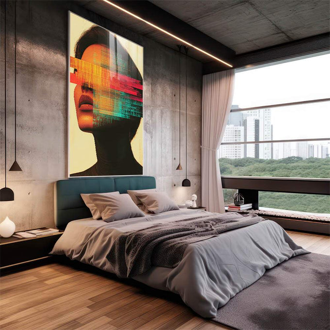 Quadro Decorativo Ruído Interior - quadros decorativos para sala 1 Tela Vertical, 3 Telas - em living room premium