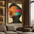 Quadro Decorativo Ruído Interior - quadros decorativos para sala 1 Tela Vertical, 3 Telas - em ambiente decorado