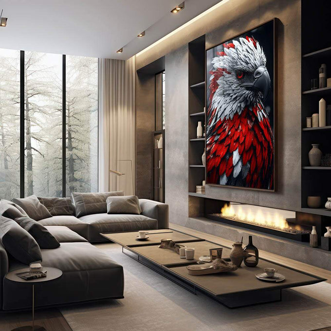 Quadro Decorativo A reflexão da Águia - quadros decorativos 1 Tela Vertical, 3 Telas - em escritorio elegante