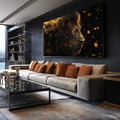 Quadro Decorativo Leão Majestoso e seu Esplendor - quadros decorativos para sala 1 Tela, 1 Tela Horizontal - em ambiente decorado