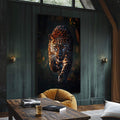 Quadro Decorativo A ferocidade da onça - quadros decorativos para sala 1 Tela Vertical, 3 Telas - em ambiente decorado