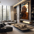 Quadro Decorativo O olhar Profundo do Leão - quadros decorativos 1 Tela Vertical, 3 Telas - em escritorio elegante