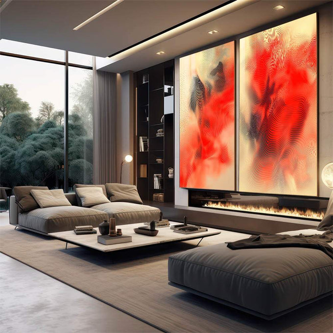 Quadro Decorativo Aquarela Dupla - Arte que Transforma Espaços - quadros decorativos 2 Telas, abstrato - em escritorio elegante