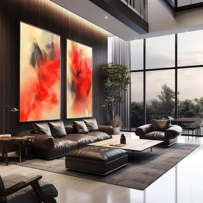 Quadro Decorativo Aquarela Dupla - Arte que Transforma Espaços - quadros decorativos para sala 2 Telas, abstrato - em living room premium