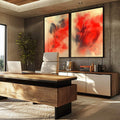 Quadro Decorativo Aquarela Dupla - Arte que Transforma Espaços - quadros decorativos para sala 2 Telas, abstrato - em ambiente decorado