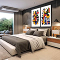 Quadro Decorativo Abstrato Irregular Arte que Inspira - quadros decorativos para sala 2 Telas, Abstratos e Geométricos - em quarto contemporaneo