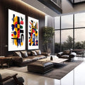 Quadro Decorativo Abstrato Irregular Arte que Inspira - quadros decorativos para sala 2 Telas, Abstratos e Geométricos - em living room premium