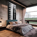 Quadro Decorativo Minimalista em Preto e Branco com Fachada Urbana - quadros decorativos 1 Tela Vertical, 3 Telas - em sala moderna