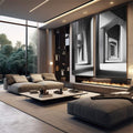 Quadro Decorativo Estruturas em Espiral com Design Contemporâneo - quadros decorativos 2 Telas, abstrato arquitetônico - em escritorio elegante