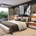 Quadro Decorativo Estruturas Retangulares com Luz e Sombra - quadros decorativos 2 Telas, abstrato - em escritorio elegante