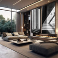 Quadro Decorativo Estruturas Retangulares com Luz e Sombra - quadros decorativos para sala 2 Telas, abstrato - em living room premium