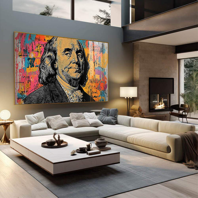 Quadro Decorativo Estilo Street Art - Expressão Urbana para Seu Ambiente - quadros decorativos para sala 1 Tela, 1 Tela Horizontal - em living room premium