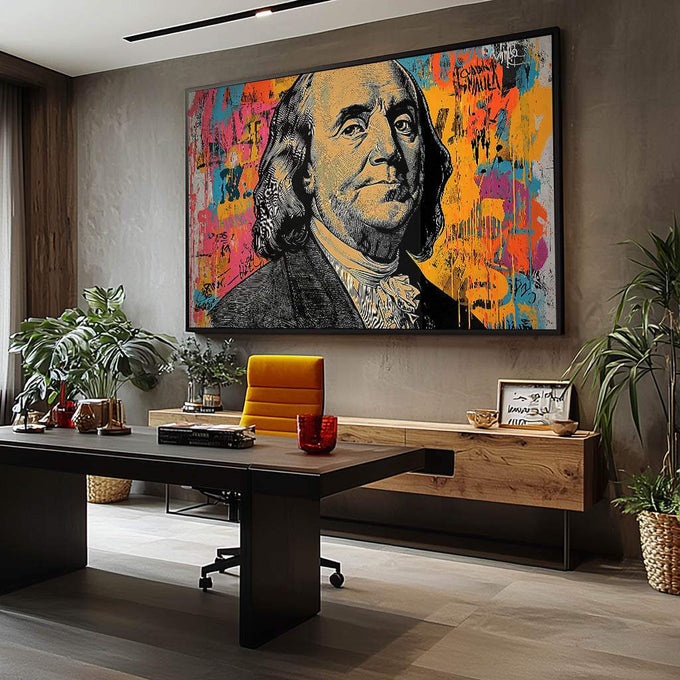 Quadro Decorativo Estilo Street Art - Expressão Urbana para Seu Ambiente - quadros decorativos para sala 1 Tela, 1 Tela Horizontal - em ambiente decorado