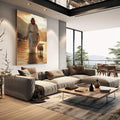 Quadro Decorativo Jesus e o Cordeiro ao Entardecer - quadros decorativos para sala 1 Tela Vertical, 3 Telas - em quarto contemporaneo