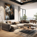 Quadro Decorativo Casal de Leões Força e Pureza em Harmonia - quadros decorativos para sala 1 Tela Vertical, 3 Telas - em quarto contemporaneo