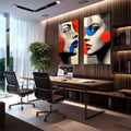 Quadro Decorativo Mulheres - Minimalismo Moderno - quadros decorativos 2 Telas, abstrato - em sala moderna