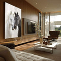 Quadro Decorativo Casal de Cavalos - Amor e Esperança em Sua Parede - quadros decorativos para sala 1 Tela Vertical, 3 Telas - em ambiente decorado