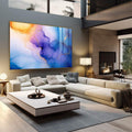 Quadro Decorativo Harmonia Abstrata em Azul, Roxo e Dourado - quadros decorativos 1 Tela, 1 Tela Horizontal - em sala moderna