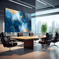 Quadro Decorativo Abstração Sofisticada em Azul e Dourado - quadros decorativos para sala 1 Tela, 1 Tela Horizontal - em quarto contemporaneo