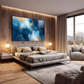 Quadro Decorativo Abstração Sofisticada em Azul e Dourado - quadros decorativos 1 Tela, 1 Tela Horizontal - em escritorio elegante